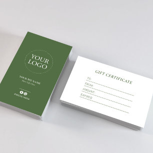 Modern Forest Green Business Logo Gift Certificate