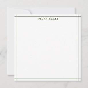 Modern Forest Green Geometric Stationery Square Card