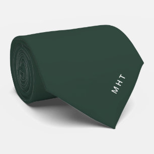 Modern Forest Green Initials Minimalist Monogram Tie