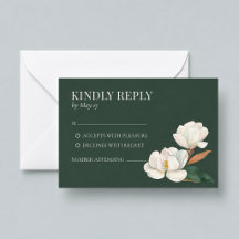 Modern Forest Green Magnolia Wedding
