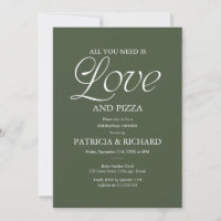 Modern Forest Green Pizza Wedding Rehearsal