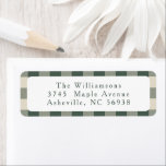 Modern Forest Green Plaid Christmas Return Address Label<br><div class="desc">Modern Forest Green Plaid Rustic Christmas Holiday Return Address Labels</div>