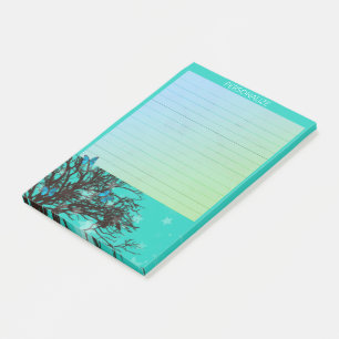 Modern Forest Lined Green Post It Notes