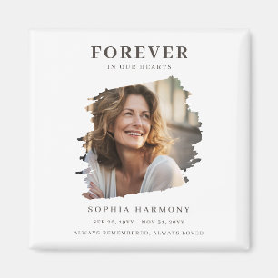 Modern Forever in Our Hearts Photo Memorial Magnet