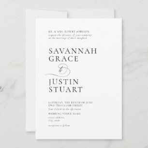 Modern Formal Black and White Wedding Invitation