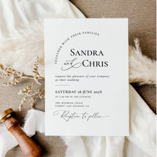 modern formal black and white wedding invitation