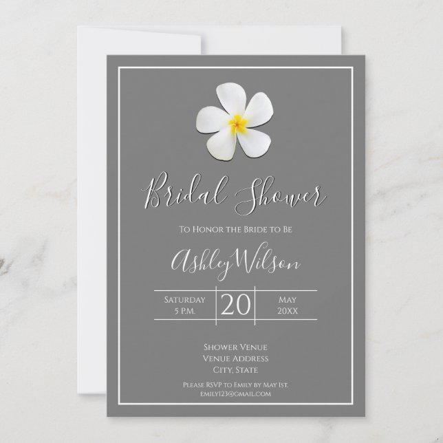 Modern Formal Classic, White on Grey, Bridal Invitation (Front)