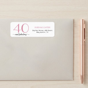 Modern Forty and Fabulous Bold 40th Birthday Party Return Address Label
