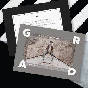 Modern Four Corners GRAD Simple Photo Graduation Announcement