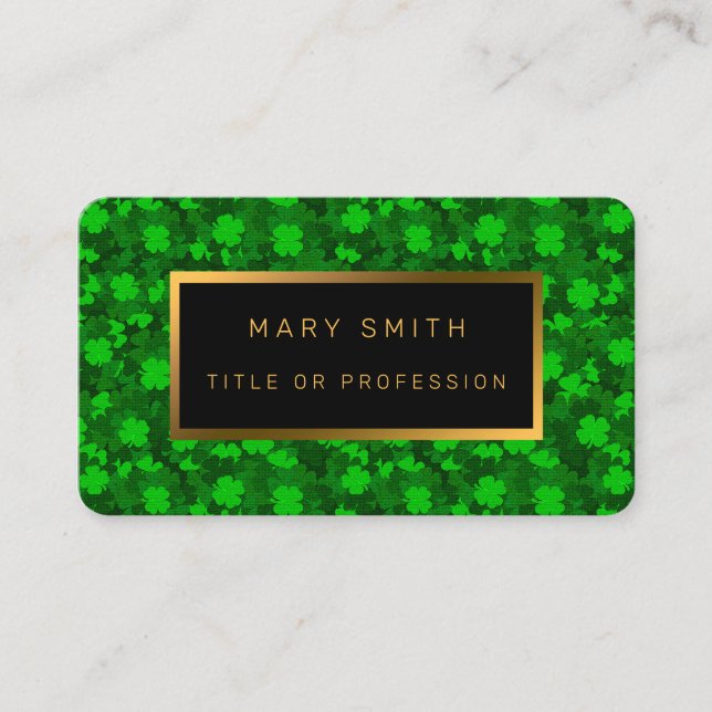 Modern Four Leaf Clover Floral Business Card (Front)