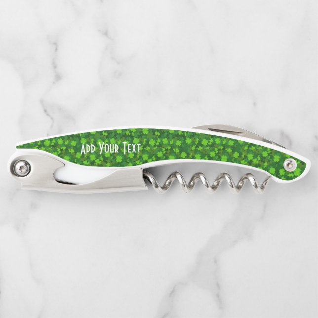 Modern Four Leaf Clover Floral Corkscrew (Front)