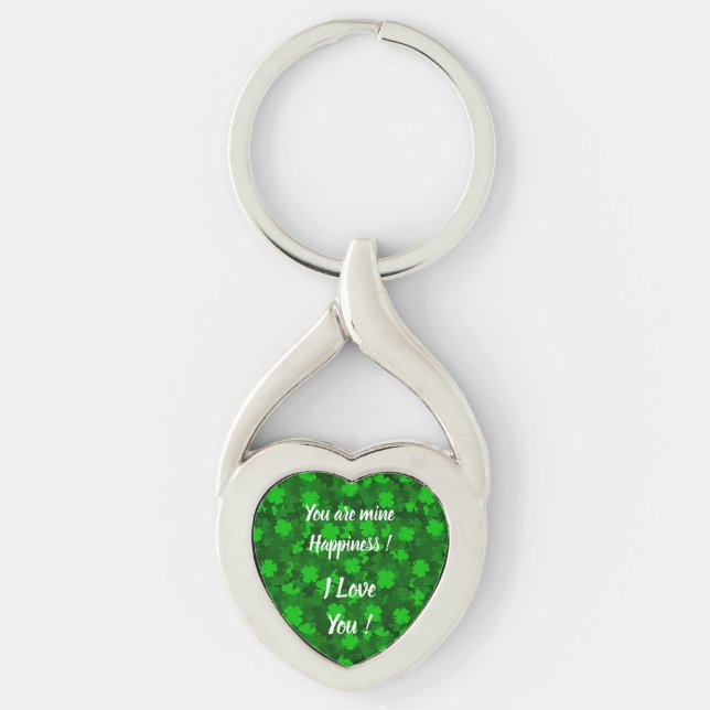 Modern Four Leaf Clover Floral Key Ring (Front)