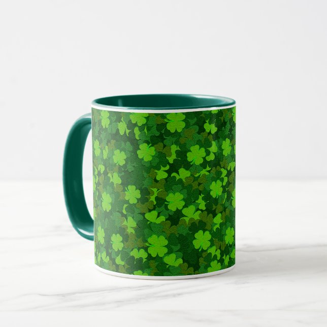Modern Four Leaf Clover Floral Mug (Front Left)