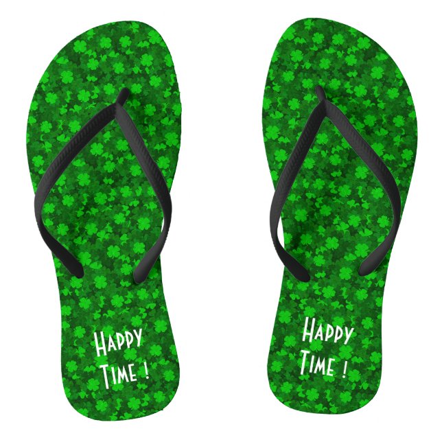 Modern Four Leaf Clover Floral Thongs (Footbed)