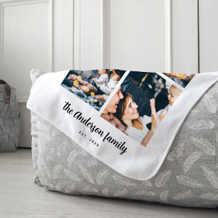 Modern Four Photo Collage Fleece Blanket