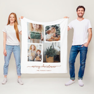 Modern Four Photo Collage Fleece Blanket