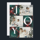 Modern Four Photo Collage | Joy Merry Christmas Holiday Card<br><div class="desc">This Green Modern Elegant Plaid Christmas Holiday Card combines classic charm with a trendy touch. The stylish Buffalo Plaid in red and green creates a warm, festive vibe, perfect for sending holiday cheer. Featuring an easy-to-use photo collage template, it's simple to personalise with your favourite family moments. Whether for Christmas...</div>