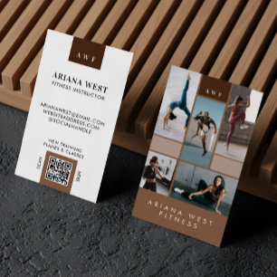 Modern Four Photo Collage Personal Trainer Fitness Business Card