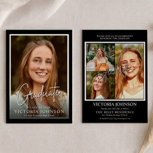 Modern Four Photo Graduation Party Invitation