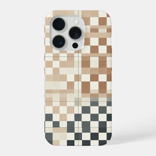 Modern Four-Quadrant Gradient Chequered Phone Case (Back)