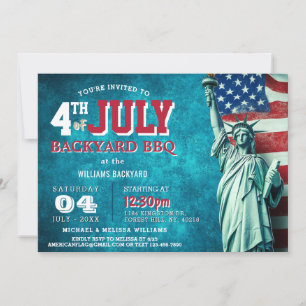 Modern Fourth of July Backyard BBQ  Invitation