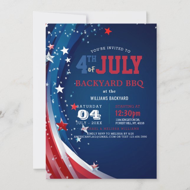 Modern Fourth of July Backyard BBQ Invitation (Front)