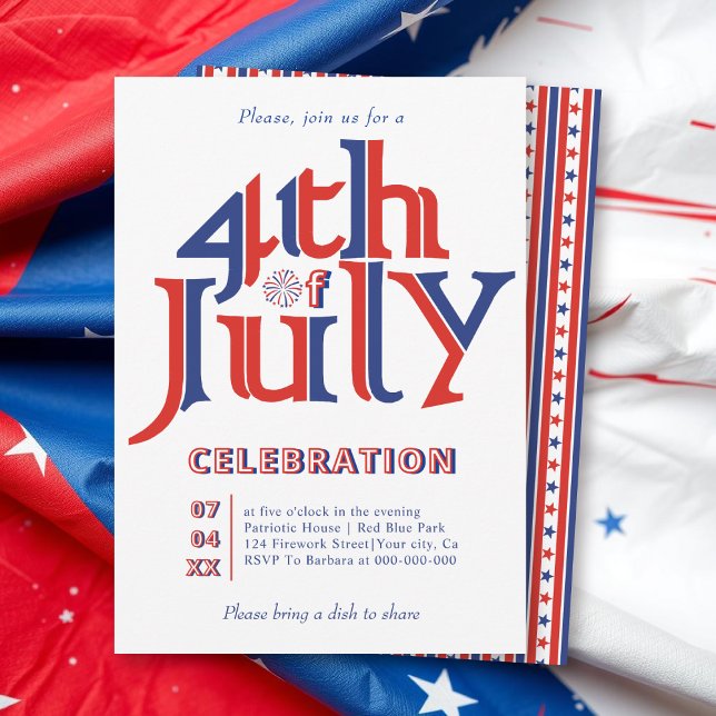 Modern Fourth of July typography elebration Invitation (Creator Uploaded)