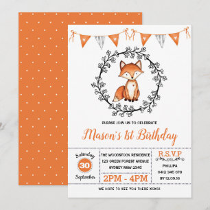 Modern Fox Birthday Party / Woodland Animal Invitation