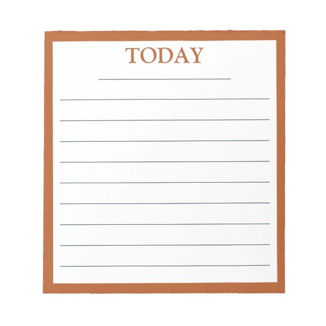 Modern Fox Brown Frame Green TODAY To Do List Notepad (Front)
