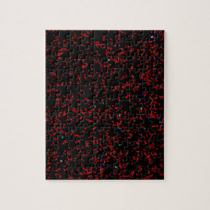 Modern Fractal Art Black Red Patterns Stylish Cool Jigsaw Puzzle