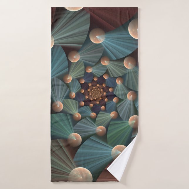 Modern Fractal Art With Depth, Brown, Slate, Blue Bath Towel (Bath Towel)