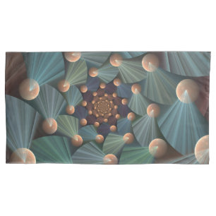 Modern Fractal Art With Depth Brown Slate Blue Pillowcase