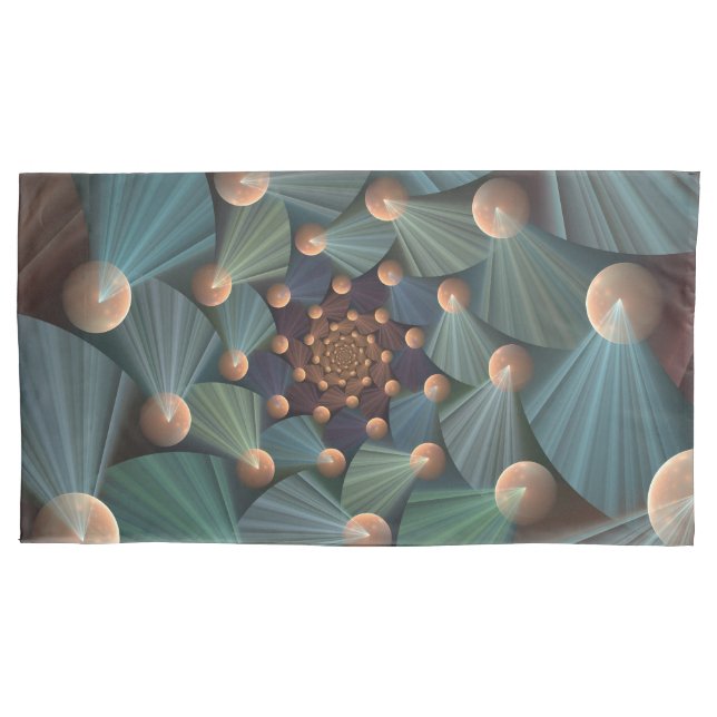 Modern Fractal Art With Depth Brown Slate Blue Pillowcase (Front)