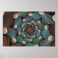 Modern Fractal Art With Depth, Brown, Slate, Blue