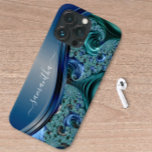 Modern Fractal Blue Handwritten Name iPhone 12 Pro Max Case<br><div class="desc">This design is also available on other phone models. Choose Device Type to see other iPhone, Samsung Galaxy or Google cases. Some styles may be changed by selecting Style if that is an option. This design may be personalised in the area provided by changing the photo and/or text. Or it...</div>