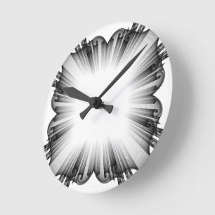 Modern Fractal Burst Wall Clock - Abstract Mono