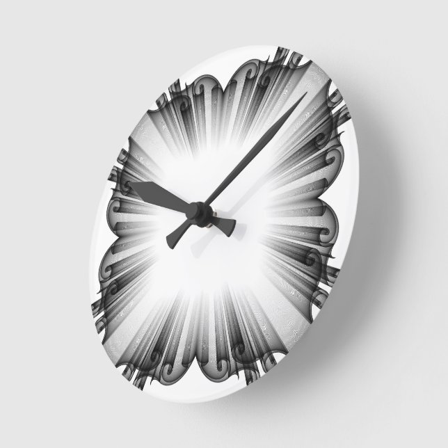 Modern Fractal Burst Wall Clock - Abstract Mono (Angle)