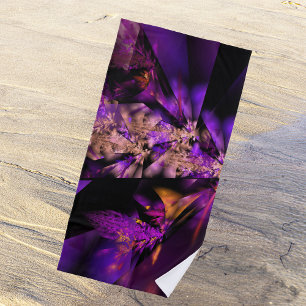 Modern fractal in black and purple beach towel