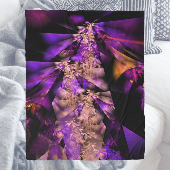 Modern fractal in black and purple fleece blanket (Creator Uploaded)
