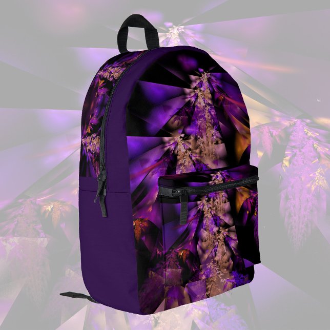 Modern fractal in black and purple printed backpack (Creator Uploaded)