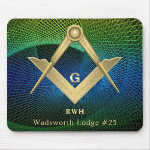 Modern Fractal Masonic Monogrammed Mouse Pad