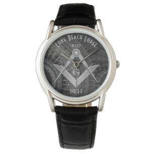 Modern Fractal Masonic Monogrammed Watch