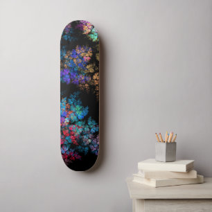 Modern fractal pattern on black skateboard