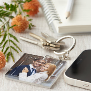 Modern Frame and Monogram Key Ring