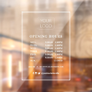 Modern Frame Custom Business Logo Opening Hours