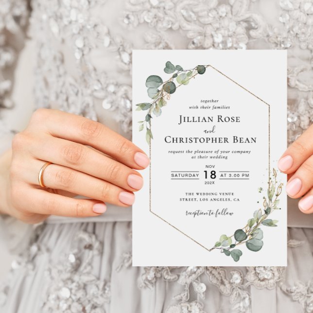 modern frame eucalyptus greenery wedding invitation (Creator Uploaded)