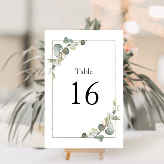 modern frame eucalyptus wedding table number (Creator Uploaded)