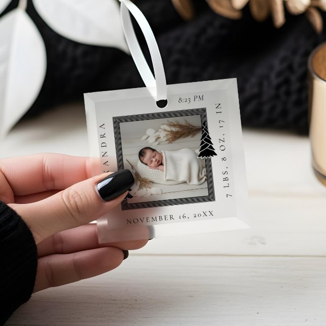 Modern Frame Evergreen Trees Photo Frame Birth Glass Tree Decoration (Modern Frame Evergreen Trees Photo Frame Birth Glass Ornament)