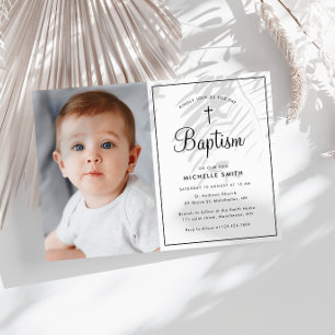 modern frame photo baptism invitation