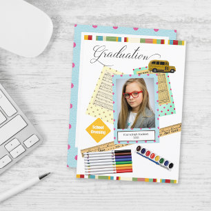 Modern Frame Photo Childrens Graduation Invitation